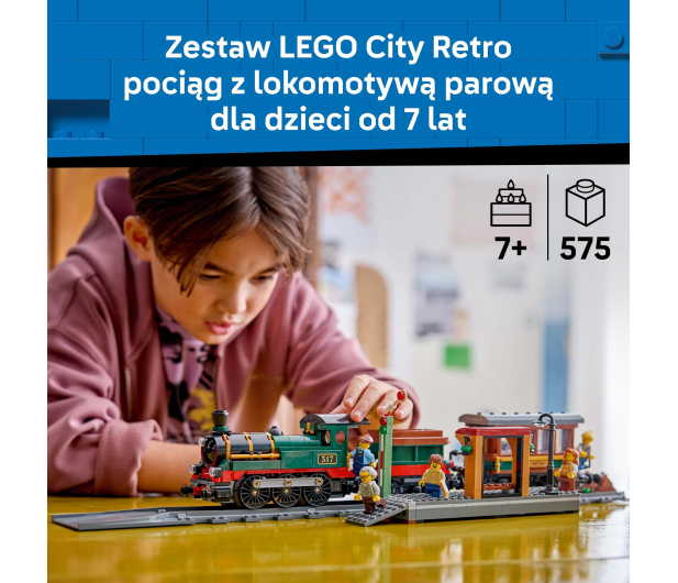 LEGO CITY 60511 Retro pociąg z lokomotywą parową - 1529822 - zdjęcie 4